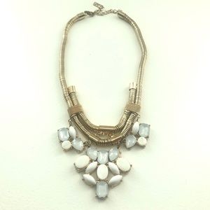 INC Necklace White and Gold colored Statement Necklace